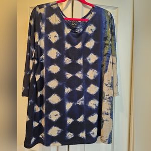 Clara Sunwoo newer 1X Denim Blue/Beige Comfy Tunic EUC